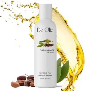 De Olio | Golden Jojoba Oil | 100% Pure & Natural | Face, Hair and Body | Cold Pressed | Soap Making & Massage | Carrier Oils