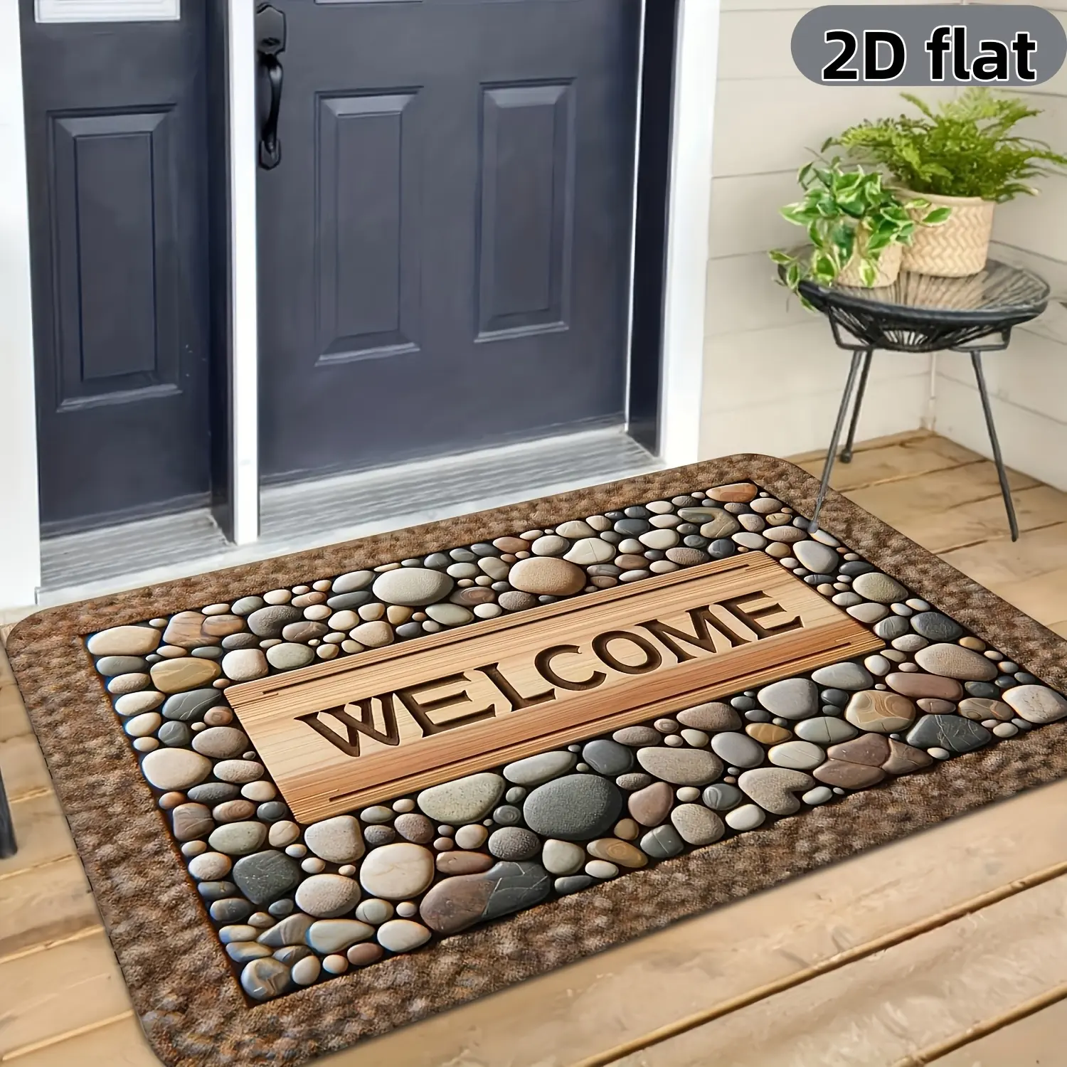 Welcome Doormat Pebble Patterned Absorbent and Non Slip This entrance mat offers a secure non slip grip and a comfortable feel underfoot it is fully washable and machine washable High Absorbency