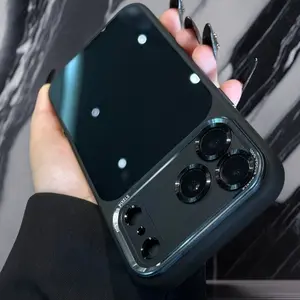 Luxury High-quality Translucent Metal Lens Frame Protective Case for iPhone 17 Pro Max/16/15/Pro Max/Pro/Air Simple and Stylish Scratch Resistant Case for Men and Women, Cover, Acrylic Hard Case,No Magnetic Attraction, Accessories