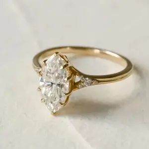 1pc High-Quality Women's Engagement Ring, 14K Gold Plated With Shiny Marquise Cubic Zirconia Stone. This Wedding Ring Is Perfect For Weddings, Parties And Daily Wear, Making It An Ideal Gift For Valentine's Day Or Anniversary,Mom,Mother,Mother's Day,Gift