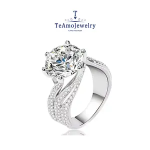 【Buy 1 get 1 Bracelet】【RM-108】925 Silver Moissanite Ring, 3-5ct White and Red Color Proposal Wedding Anniversary Ring, Gift For Girlfriend