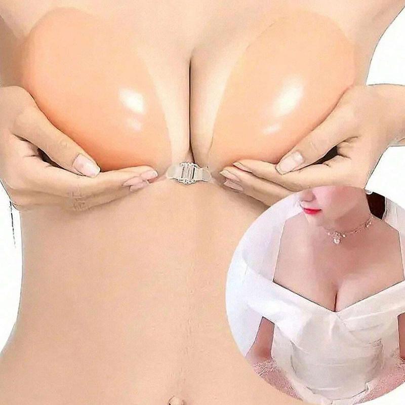 Silicone Soft Bra Set Invisible Strapless Breathable Waterproof Underwire Women's Chest Collection Silicone Patch Popular Style Wedding Bra Reusable Seamless Nipple Covers