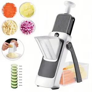 4-In-1 Stainless Steel Vegetable Chopper, Kitchen Rapid Slicer, Slicer And Shredder, Compact Foldable Kitchen Tool. Combines Dicing, Shredding, And Julienning Functions In One. A Must-Have For Spring Picnics And A Thoughtful Gift For Mom.