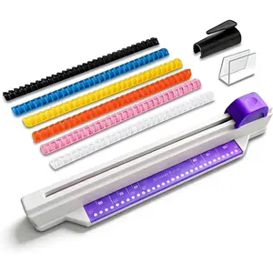 30 Hole Punch Binding Machine, Multi Hole Sliding Puncher for A4 A5 A6 A7 B5 B6 B7 Loose Leaf Notebooks DIY Projects, 6-Sheet Capacity, 6 Binding Strips, 1 Coil Spiral Opener, 1 Fixing Clip