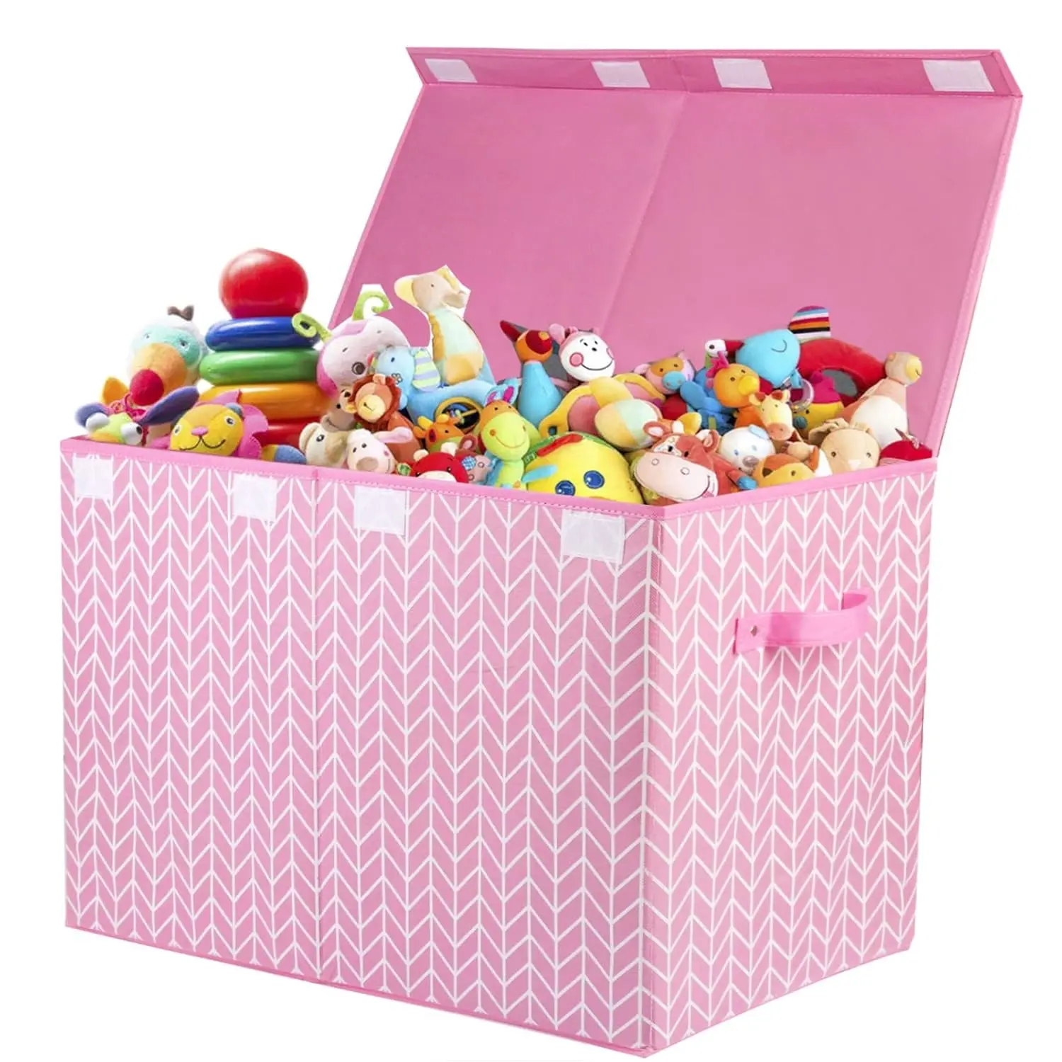 Large Toy Storage Box Chest for Girls Kids, Sturdy Toy Box Bin Organizer Baskets with Lid for Living Room, Nursery, Closet, Bedroom, Playroom 25"x13" x16" (Pink)