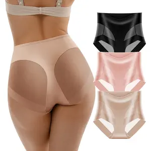 QUASTI 3 Pieces Mid-Rise Sexy Semi-transparent Women's Thongs, Smooth Ice Silk Hip Lifting Underwear, Basic Fit Soft Comfortable Sexy Ladies Briefs, Skin Friendly Panties, Gift for Girls, S-XXL Black Womenswear