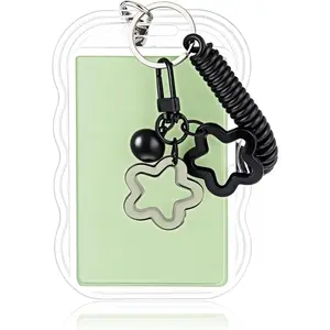Cute Transparent Photocard Holder  Photocard Holder , Cute Photo Card Protector with  Pendant,  ID Badge Holders Locket Key Chain for Cards, Bus Pass