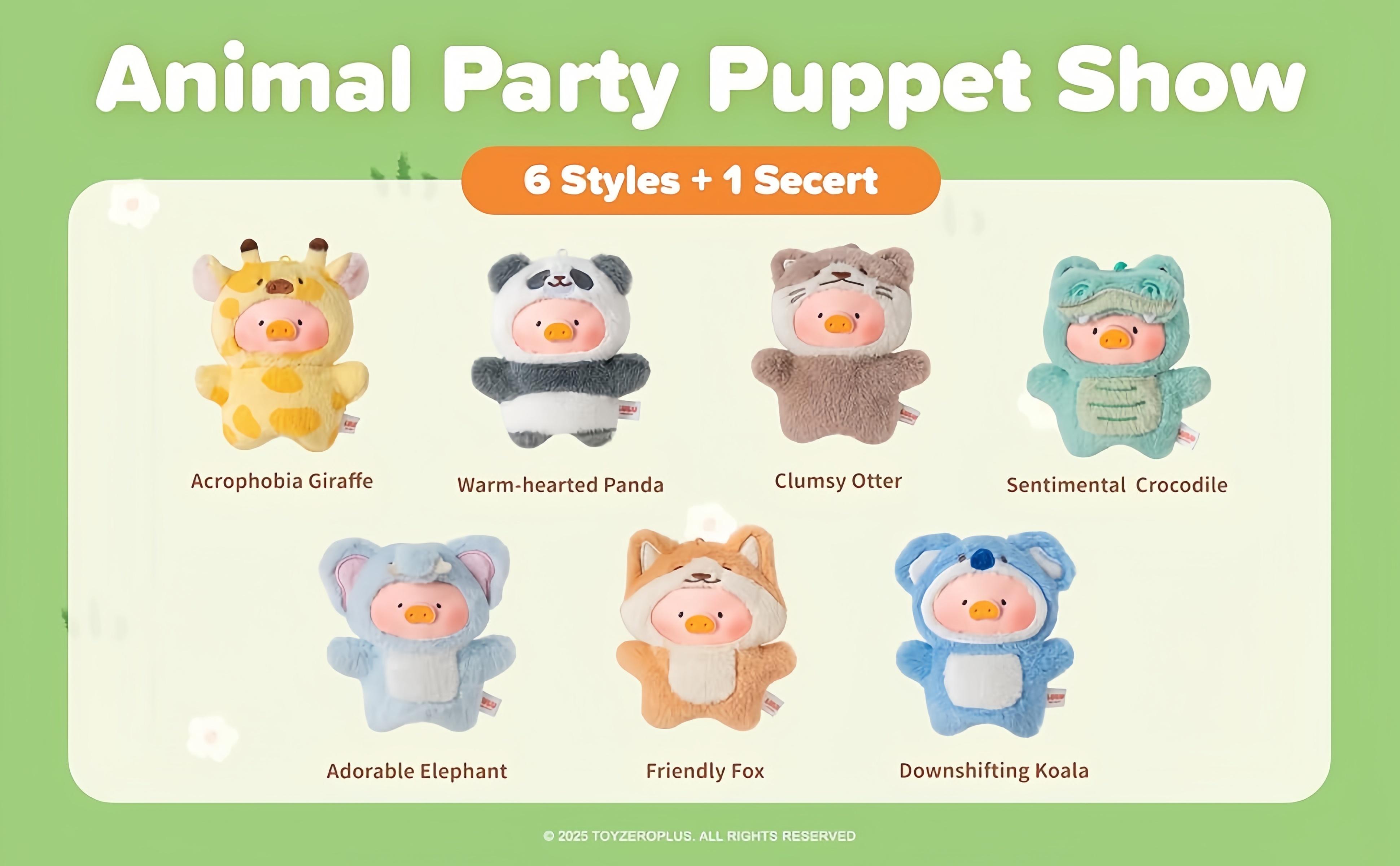 Lulu Piglet Series Dolls Actor Performance Series Fur Keychain Doll Finger Puppet Toy Cute Animal Secret Box Collection Decoration Item Birthday Gift Single