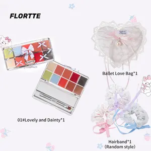 FLORTTE Peng Peng Princess Jelly Lip Gloss Palette Mini Gift Set-Bow Hair Tie + Mini Wallet Included Tinted Lippie lip glosses set