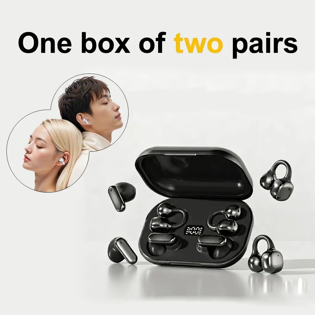 2026 New Two Pairs Wireless Couple Earbuds with LED Display – Bluetooth 5.4 In-Ear & Clip-On Headphones for Gaming, Music, Movies & Cute Gift Ideas,Summer Vibe