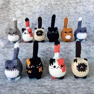 [BEST CHOICE] Woollypals Crochet Cute Cat Keychain Handmade Mini Amigurumi Plushie Soft Chubby Keyring Gifts For Cat Lovers 4x6x8 cm