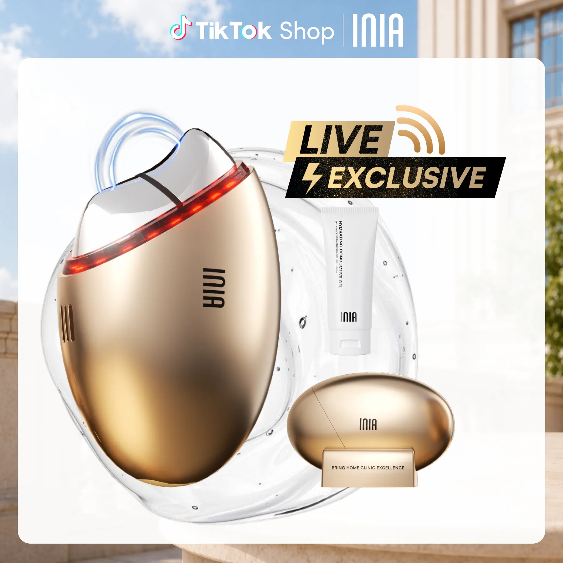 【LIVE EXCLUSIVE】INIA GLACE 7-in-1 Facial Beauty Roller | Multifunctional Beauty Machine, EMS Microcurrent, Red & Blue Light, Thermal-Cryo Therapy, Serum Infusion for Facelift Wrinkle Reducer, Lymphatic Drainage, De-Puff | Selfcare Gift Pick, Single Item,
