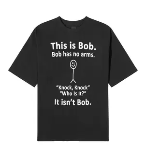 Summer cool men's outdoor leisure sports fashion comfortable round neck short sleeve, "Bob Has No Arms" letter creative printing T-shirt