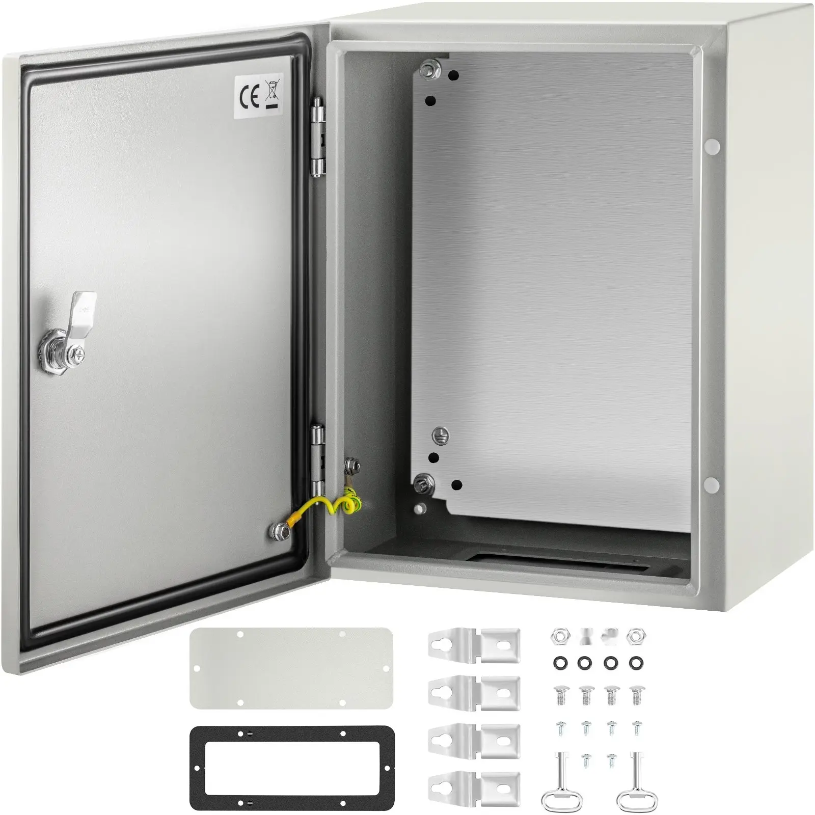 NEMA 4X Steel Electrical Enclosure Box, 16 x 12 x 8 Inches, IP66 Waterproof Dustproof Outdoor Indoor Junction Cabinet with Mounting Plate, Weatherproof, Corrosion-Resistant Steel Cabinet