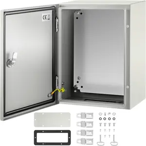 NEMA 4X Steel Electrical Enclosure Box, 16 x 12 x 8 Inches, IP66 Waterproof Dustproof Outdoor Indoor Junction Cabinet with Mounting Plate, Weatherproof, Corrosion-Resistant Steel Cabinet