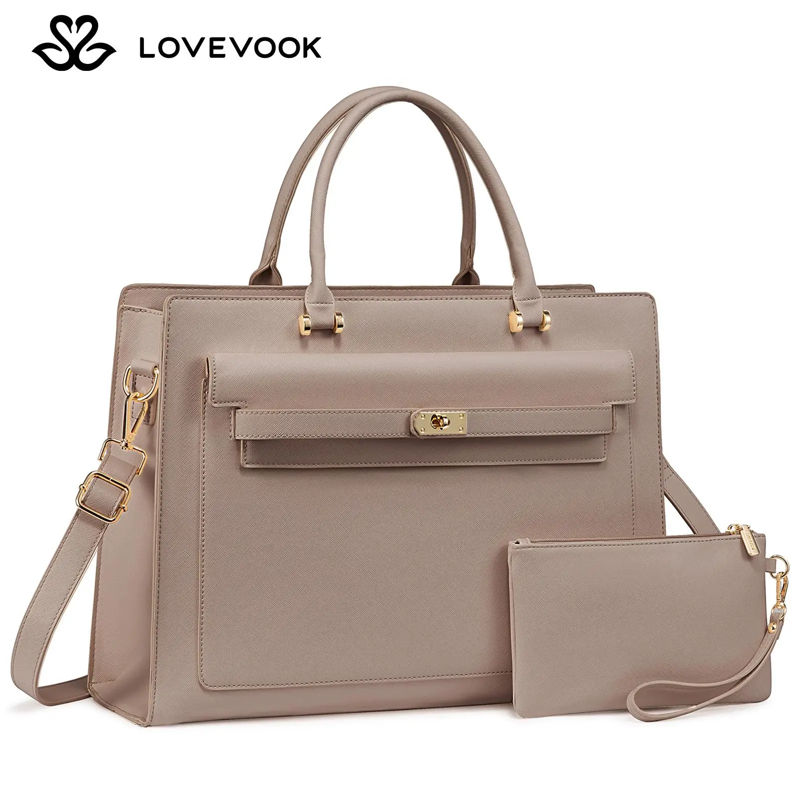 【NEW IN】LOVEVOOK Fall Laptop Tote Bag for Women - Fits 15.6 Inch Laptop, Springtok Top-Handle Handbags PU Leather Trendy Shoulder Bag for Women Versat