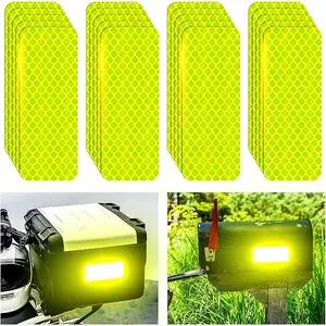10pcs Super Bright Reflective Safety Stickers - Waterproof, Fluorescent Yellow-Green, Suitable for Cars, Trucks, Bicycles, and Motorcycles
