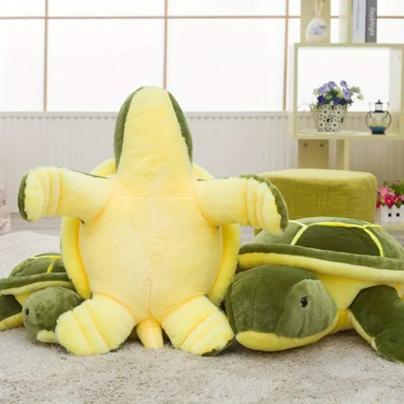 Soft Huggable Large-Eyed Sea Turtle Plush Toy - Soft Polyester Stuffed Animal, Ideal for Birthday & Holiday Gifts, Army Green