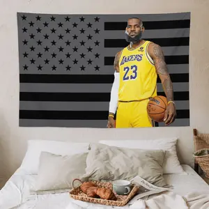 LeBron Art James wall tapestry American Flag Poster for College Dorm Cave Bedroom Living Room Office Party Decoration Gift