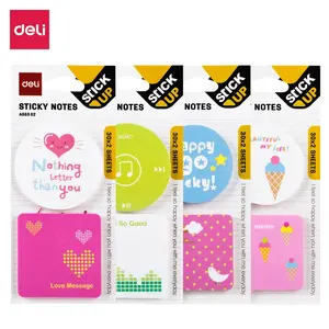 Deli Sticky Notes Set – 51×51mm,  Assorted Positive Messages, Self-Stick Memo Notes for Planner, Journal, Desk & Office