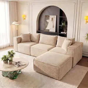 SA-Garvee 107" Modular Sectional Sofa, Cloud Sectional Couch with Deep Seat, Modern Modular L-Shape Sofa Couch with Chaise, Upholstered Boneless Couches for Living Room Bedroom (Beige, Right Facing Chaise)