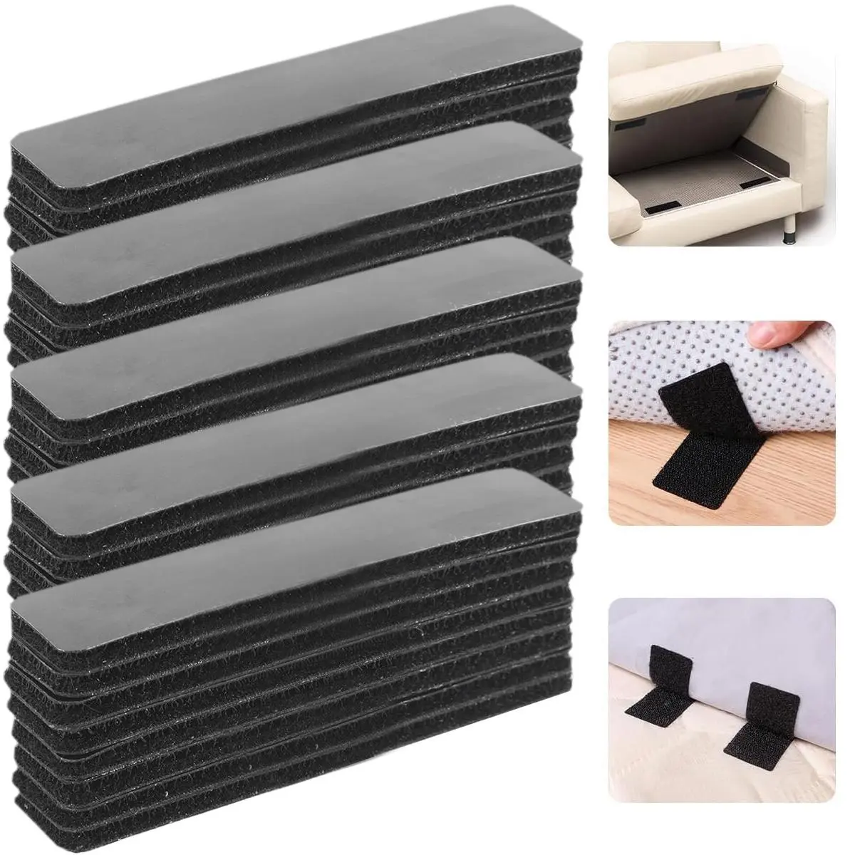 Heavy Duty Hook and Loop Strips, 40 Pcs Double Sided Self-Adhesive Mounting Tape, Reusable Strong Grip for Wall Hanging Picture Frames Cable Organizer Carpet Sofa Cushion, Waterproof Indoor Outdoor