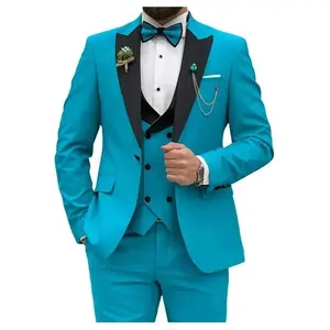 business casual outfits Blue Men Suits Slim Fit 3 Piece Double Breasted Suit Men Wedding Prom Party BusinWedding Suits for Men Formal Wear Menswear business casual outfits office work clothes Workwear Gamis actufice siren outfit s