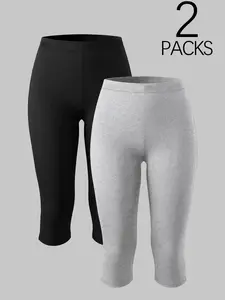 Women's Slim-Fitting High-Waisted Knee-Length Leggings, Polka Dot & Solid Patterns, Buttery Soft Stretchy Workout Capris