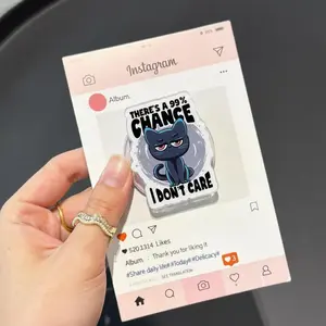 Lover Cat "I Don't Care" Phone Grip, Spiritually Cat Phone Holder, Cat Lover Gift, Quirky Black Cat Phone Grip, Funny Cat-Themed Phonegrip
