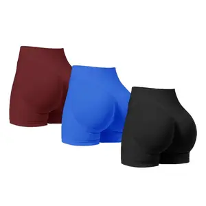 3pcs Women’s High-Waisted Seamless Sports Shorts, Flat Corner Design, Stretch Hip Lifting Yoga & Exercise Shorts, Fitness Gym Sportswear casual comfy breathable skinny short