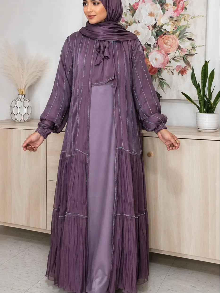 organza dress hijab Fayra Organza Butterfly Dress- Rose