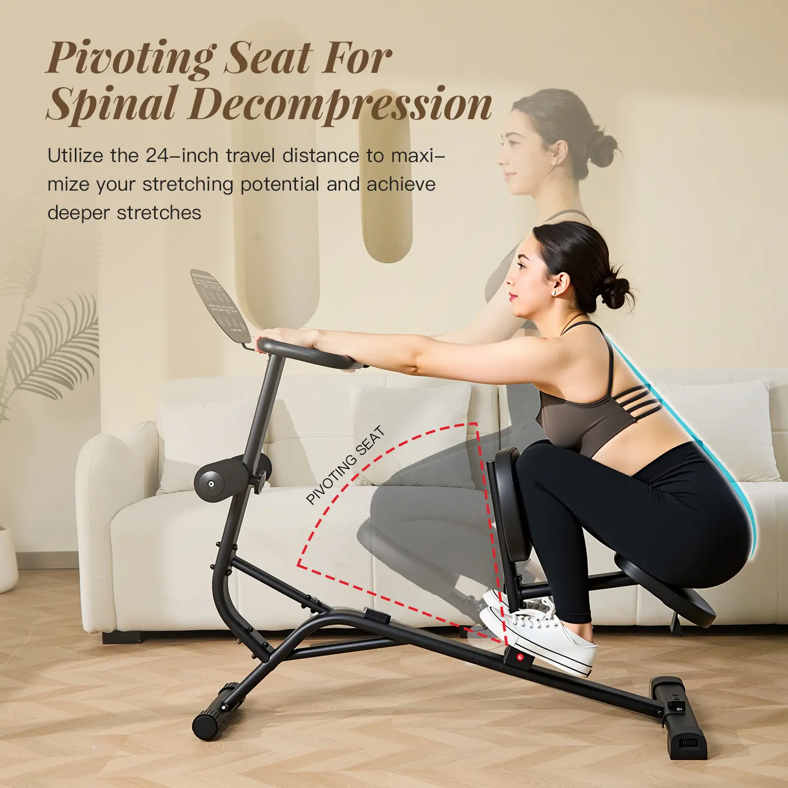 Stretching Bench for Back Pain Relief & Spinal Decompression, Padded Seated Mobility Training Device, Home Gym Accessory