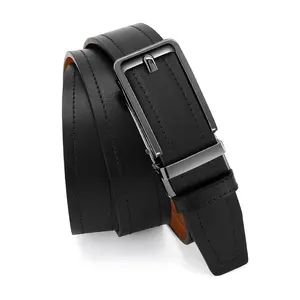 New men’s leather belt for business casual wear, trendy and exquisite design, versatile alloy automatic buckle waistband, classic stylish look suitable for all seasons