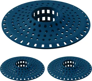 Bathtub Drain Hair Catcher, Tub Hair Catcher Drain Protector,All-in-one Shower Hair Drain Catcher Strainer for 1.48'' to 1.76'' Regular Drains, 3 count/Navy Blue