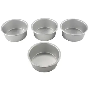 4 Inch Small Cake Pan Set of 4, Baking Round Cake Pans Tins Bakeware for Mini Cake Pizza, Quiche, Non Toxic & Healthy