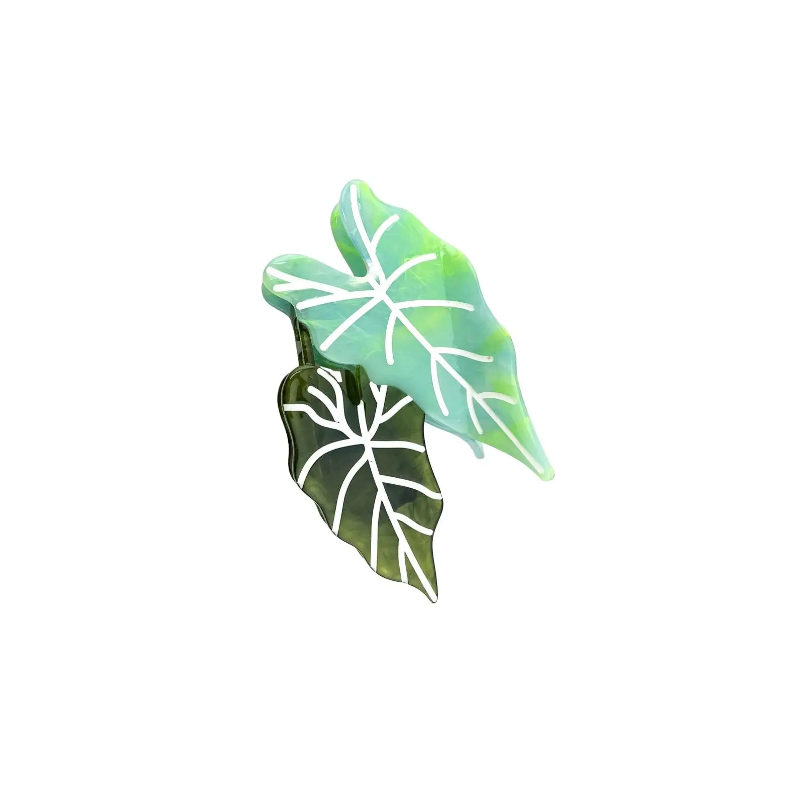 Acetate Leaf Hair Claw Clip - Dark Green/Blue