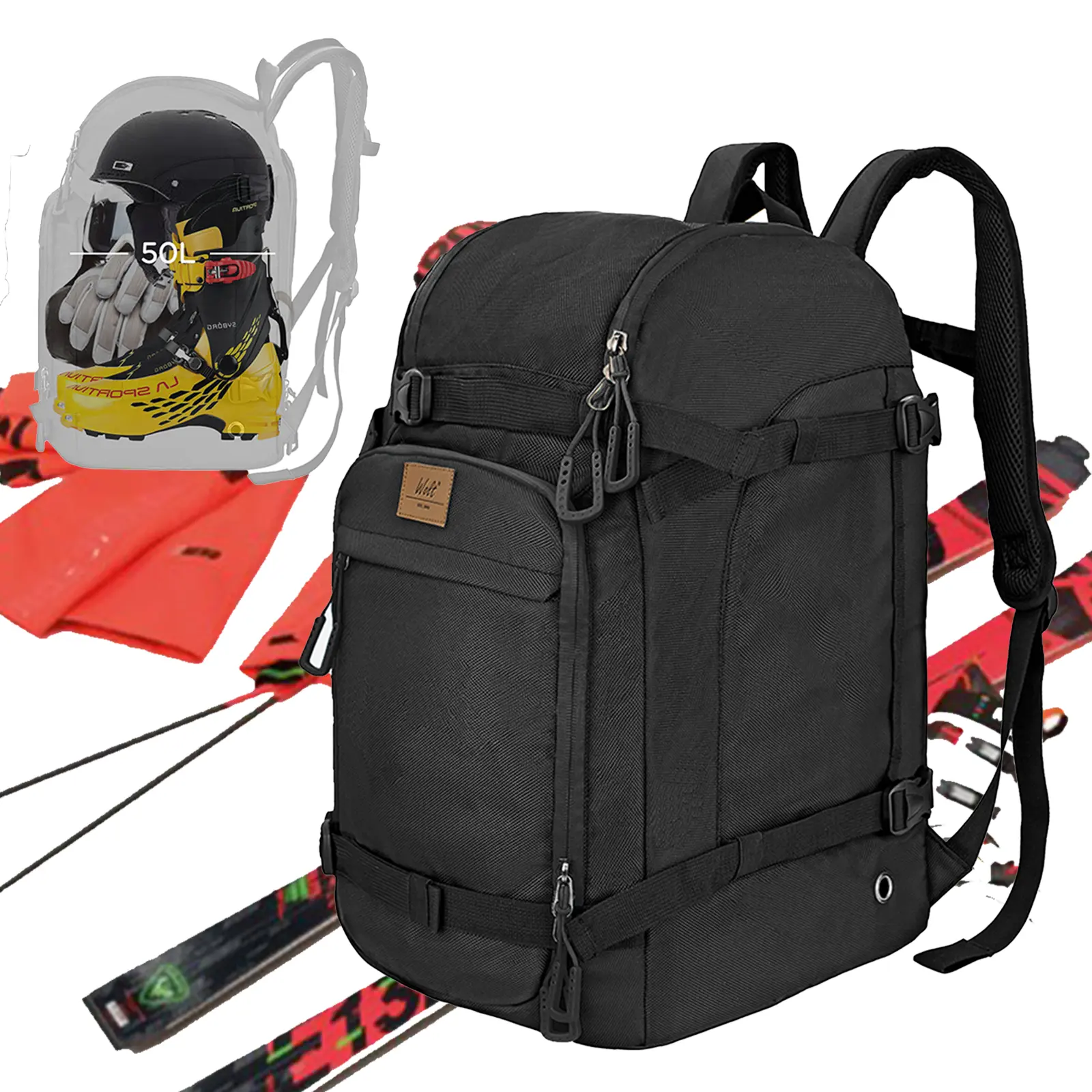 Wolt 50L Ski Boot Backpack Bag - Durable Waterproof Luggage for Skiing  Gear, Helmet, Goggles, Gloves, Skis, Snowboard - Large Capacity Functional  Sports Bag - TikTok Shop