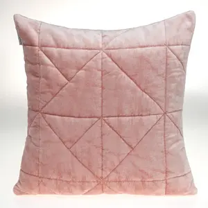 360 stand Pink Chunky Geometric Stitched Velvet Decorative Throw Pillow - Soft, Geometric Cushion for Household Textiles & Decorative Accessories, Geometric Cushions