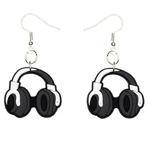 Headphones Earrings Hypoallergenic Silver Plated Fishhooks Yazzle Dazzle Music Musical Note Notes Vinyl Record Headphones Piano Guitar Drums Bass