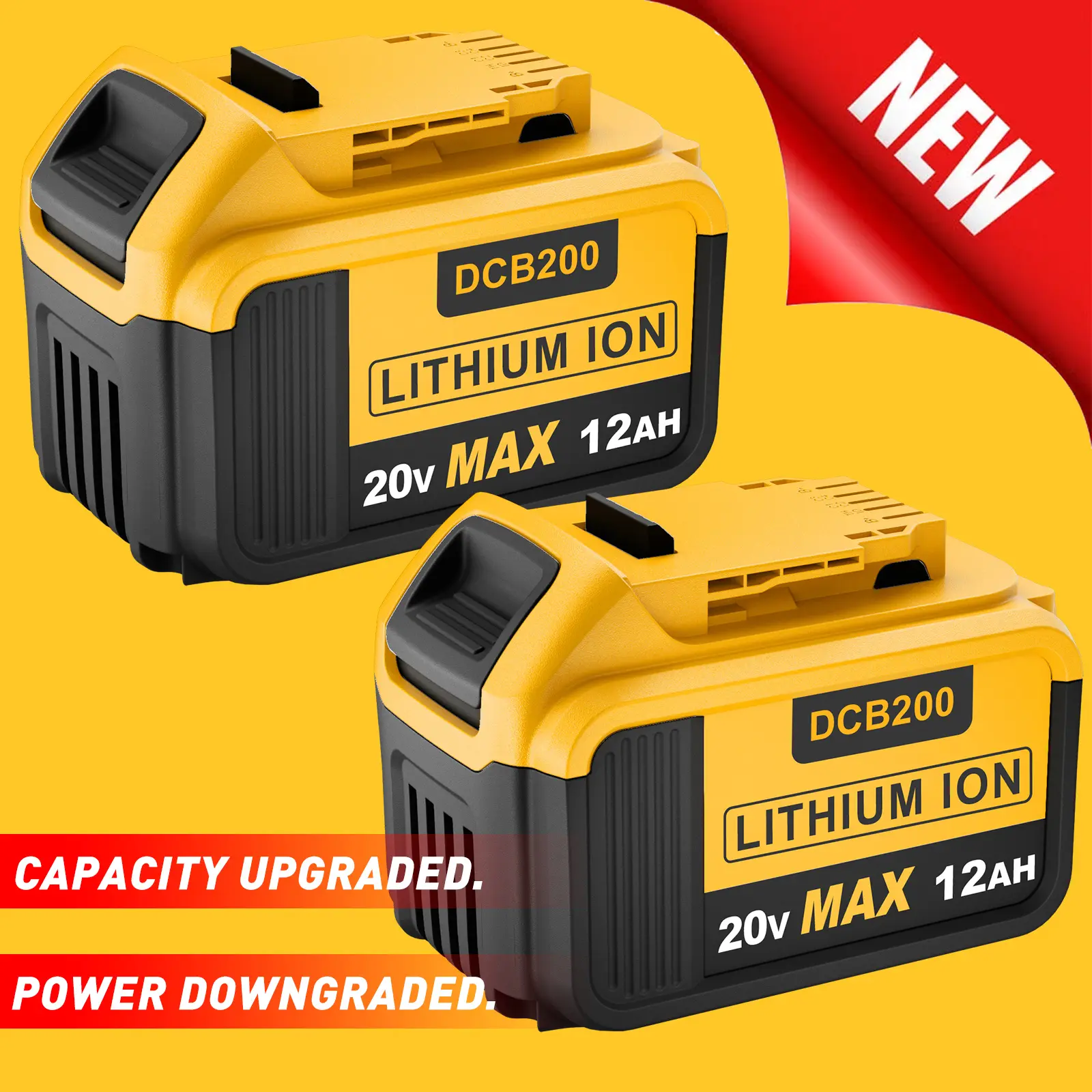 New Upgrade 2Pack 12.0Ah Lithium Replacement for Dewalt 20V 60V Flexvolt Battery Max XR Cordless Tools DCB180 DCB205 DCB206 DCB206-2 DCB200 DCB204 DCB204BT-2 DCB203 DCB201 DCB207