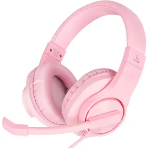 X-HPS04    Gaming Headset for Xbox One, PS4, PS5, Nintendo Switch, Bass Surround and Noise Cancelling 3.5mm Over Ear Headphones with Mic for Laptop PC Smartphones, Pink