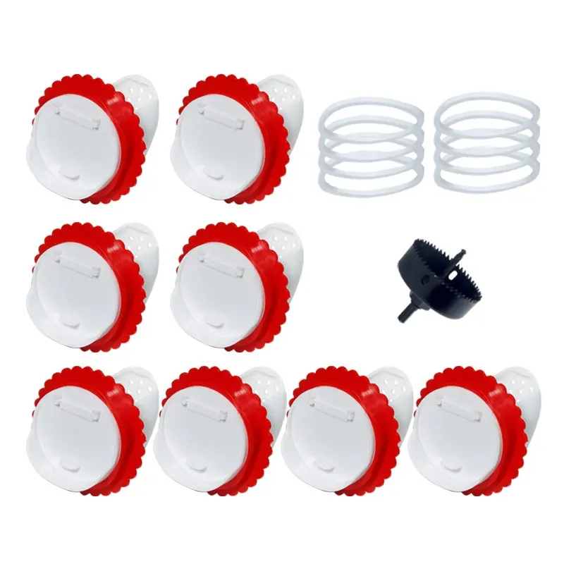 Hinest DIY Chicken Feeders No Waste, 8 Ports Poultry Feeder with Hole Saw for Buckets Troughs