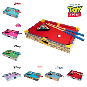 Officially Licensed Multi-IP Wooden Tabletop Pool Table Mini Billiards Set Character Collection for Kids & Families Compact Portable Arcade Game