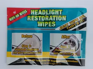 WIPE ON WIPES YELLOW OFF HEADLIGHT CLEANER RESTORATION WIPES, 5 SETS OF WIPES