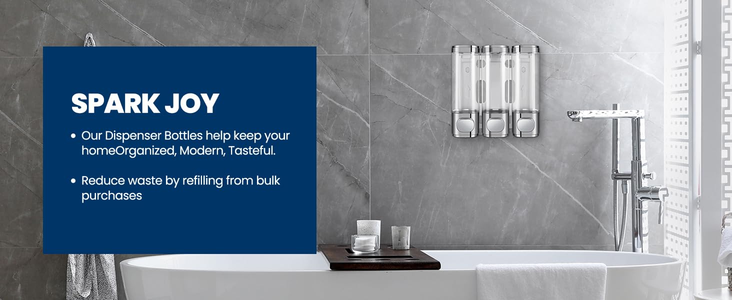 3-in-1 Room Wall Mounted Bathroom,Shower Pump Dispenser and Organizer,Dispensers for The Shower,Shampoo and Conditioner Dispenser,Shampoo Dispenser for Shower