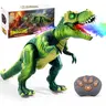 Remote Control Dinosaur Toy for Kids, Walking T-Rex with Water Mist Spray, LED Lights and Roaring Sounds, Interactive RC Dinosaur for Prehistoric Pretend Play