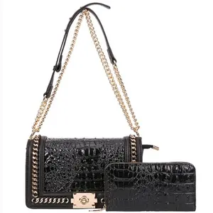 2-in-1 Crocodile Shoulder-Crossbody Bag with Wallet for Stylish, Convenient Everyday Use