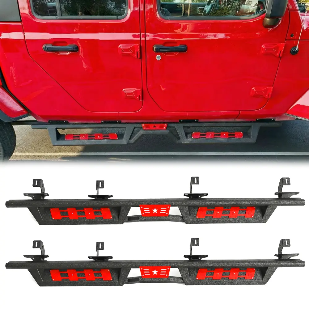 Premium Side Steps for 2020-2026 Jeep Gladiator JT 4-Door, Japanese Precision E-Coating & Textured Black Finish, 100% Rust-Proof Car Accessories Truck