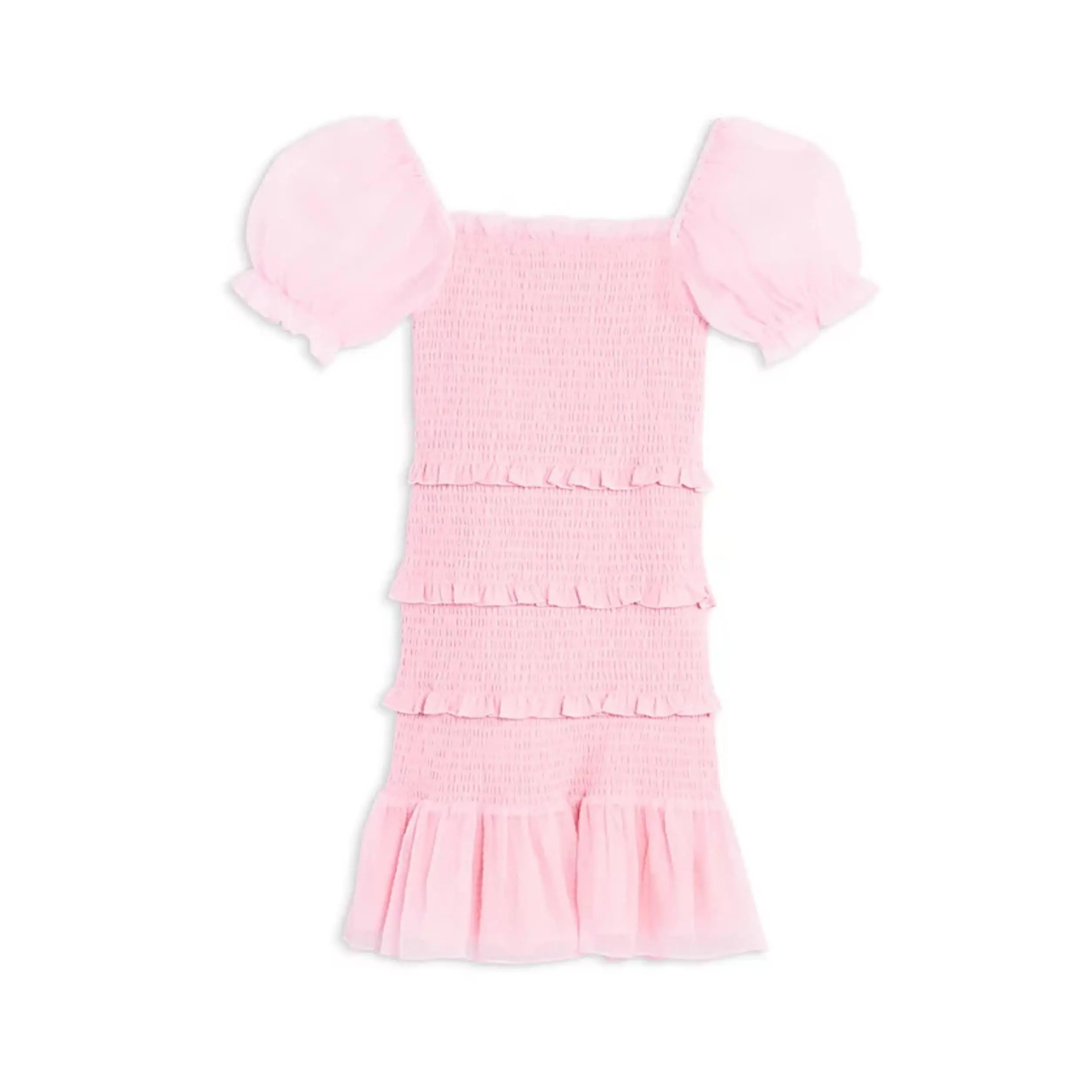 TWEEN LAILA SMOCKED PUFF SLEEVE DOBBY CHECK DRESS