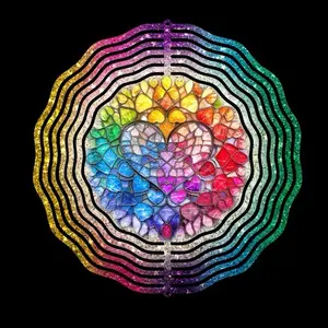 Rainbow heart wind spinner